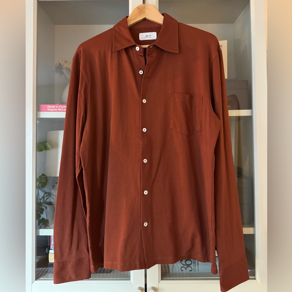 Mr P (Mr Porter) Rust-Color Cotton L-Sleeve Button Up, Size XL